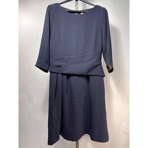 THE FOLD London Navy Gathered Waist Midi Dress size 12